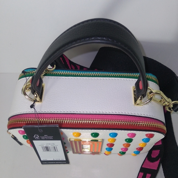 Bar III & Karl Lagerfeld MultiColor Metallic Beaded Caged Sandals,Camera Bag Set - Picture 12 of 16